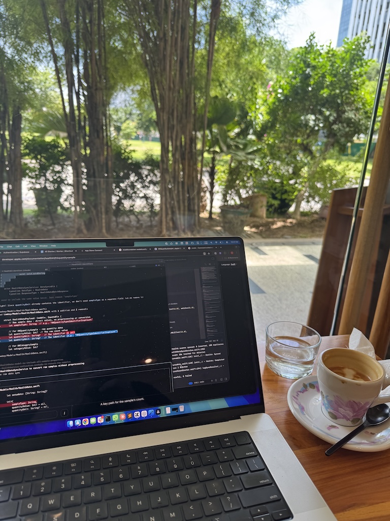 Eric Reid working from a cafe